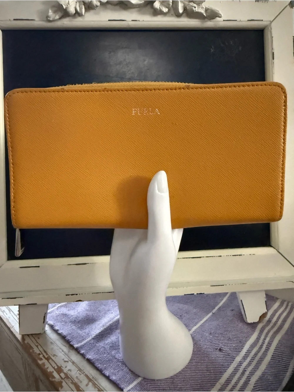 Furla Mustard Yellow Leather long Zip Wallet